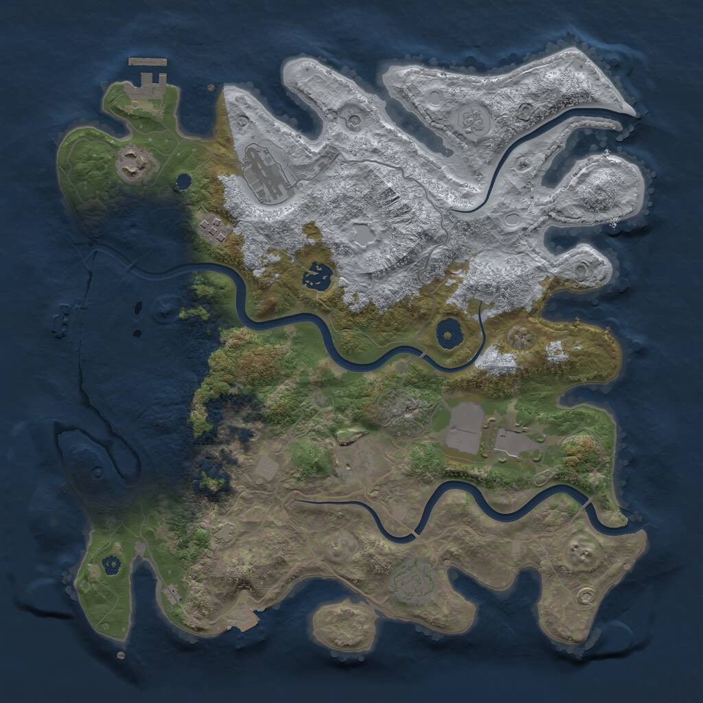 Rust Map: Procedural Map, Size: 3700, Seed: 1890259908, 13 Monuments