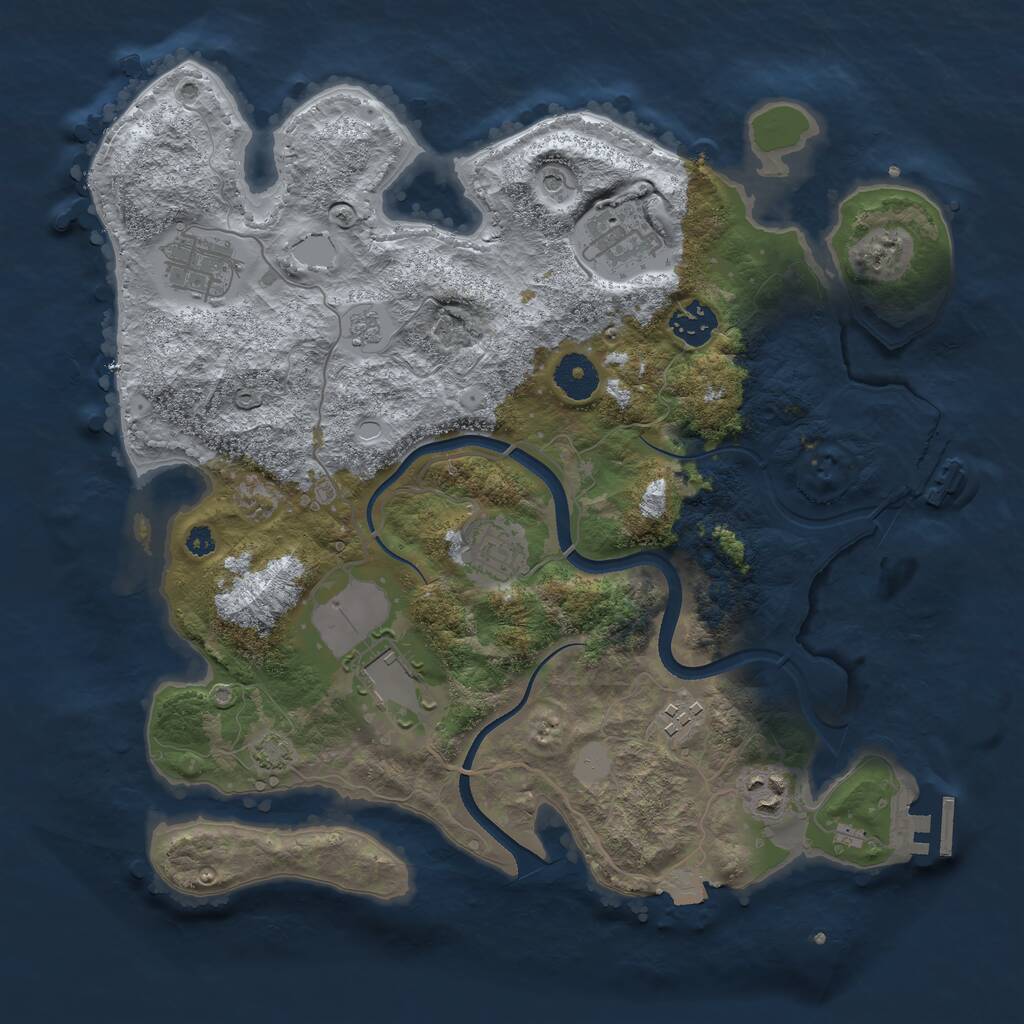 Rust Map: Procedural Map, Size: 3500, Seed: 858350249, 13 Monuments