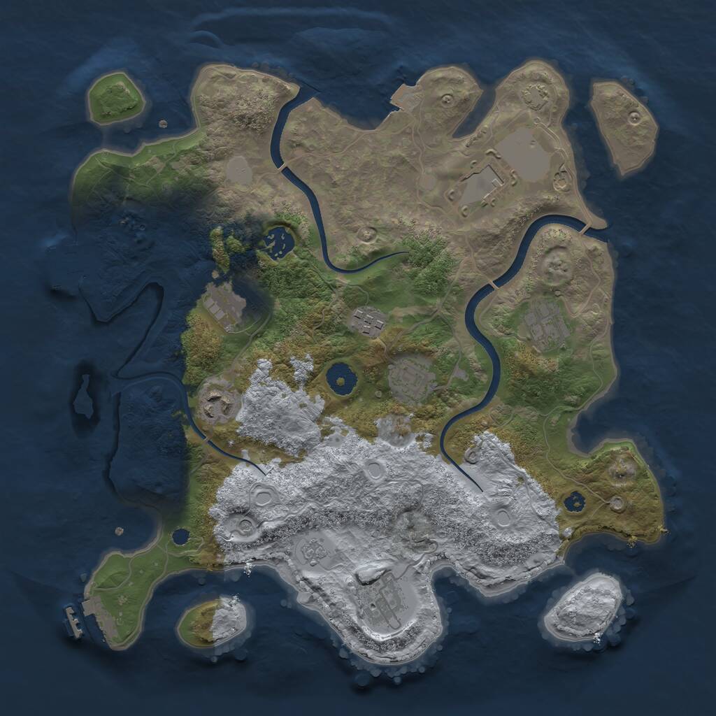 Rust Map: Procedural Map, Size: 3500, Seed: 1976649993, 14 Monuments