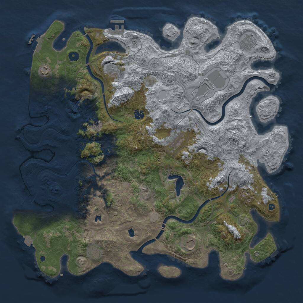 Rust Map: Procedural Map, Size: 4500, Seed: 1116657312, 17 Monuments