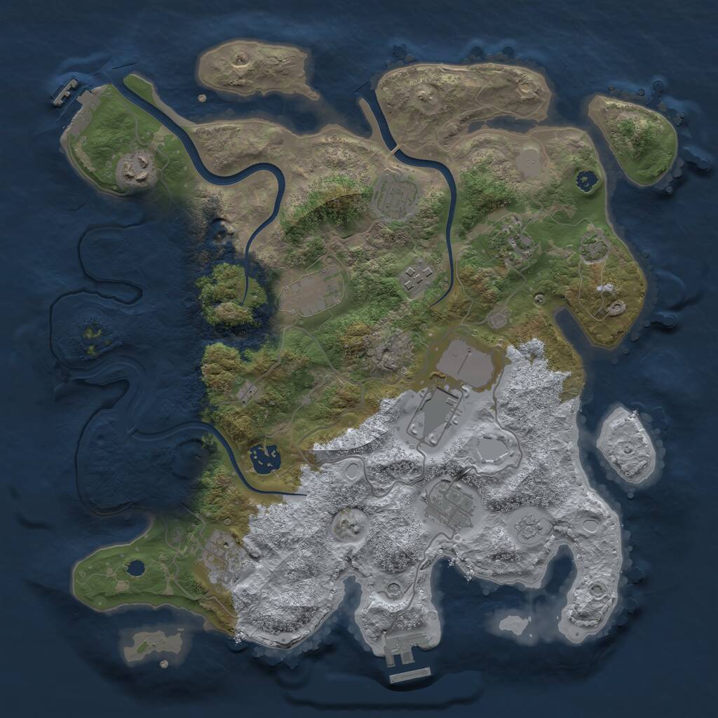 Rust Map: Procedural Map, Size: 3500, Seed: 1960217132, 15 Monuments
