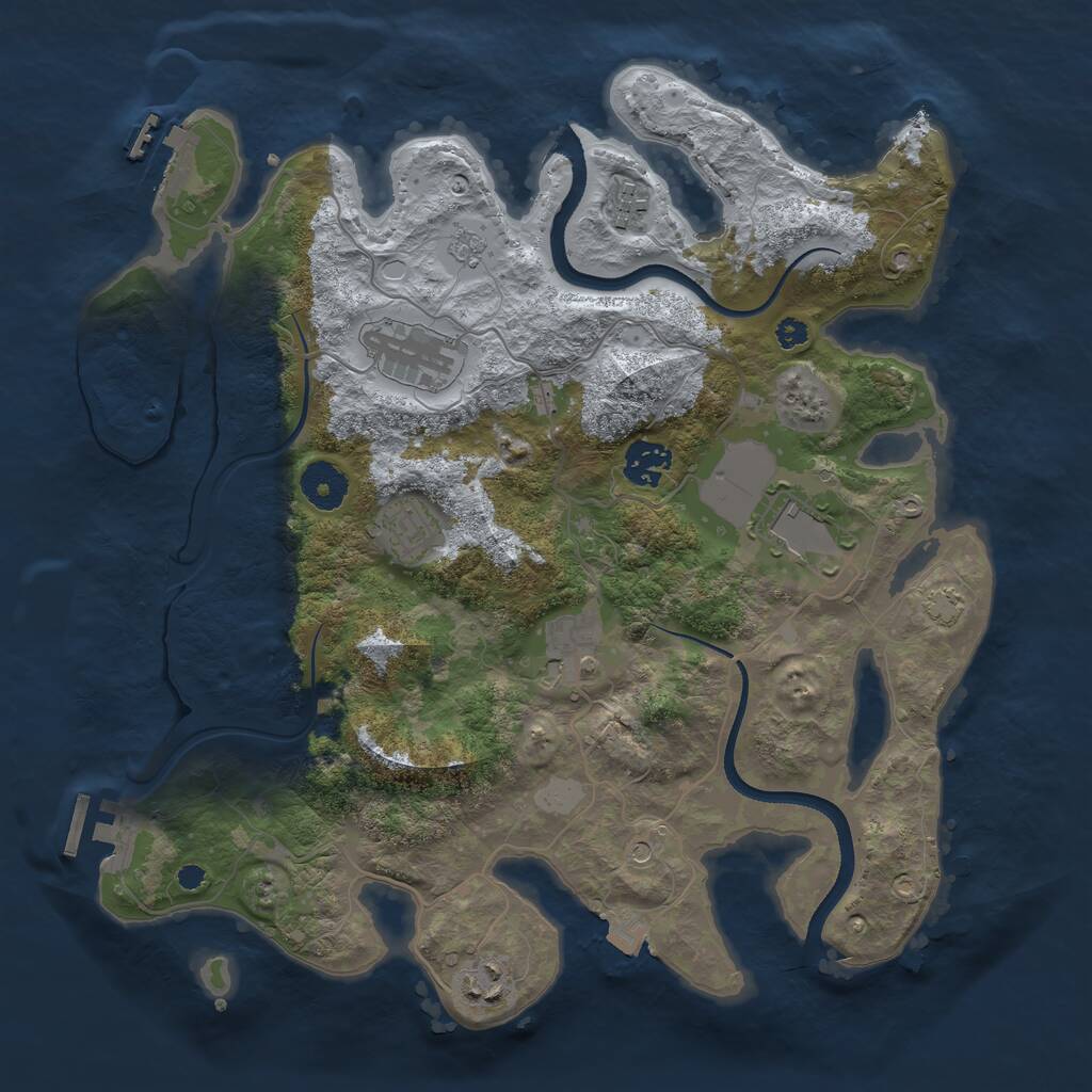 Rust Map: Procedural Map, Size: 3500, Seed: 1044529275, 13 Monuments