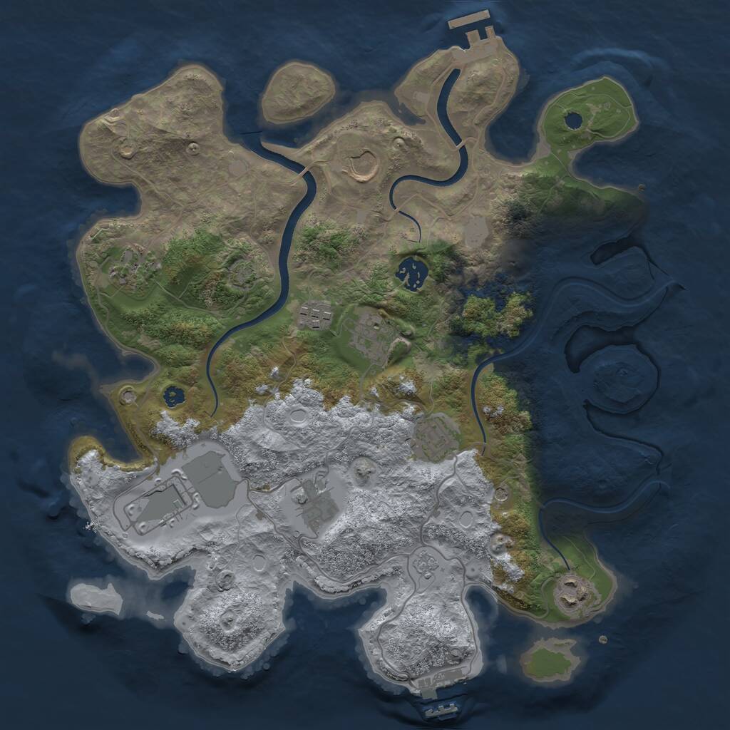 Rust Map: Procedural Map, Size: 3500, Seed: 584459, 15 Monuments
