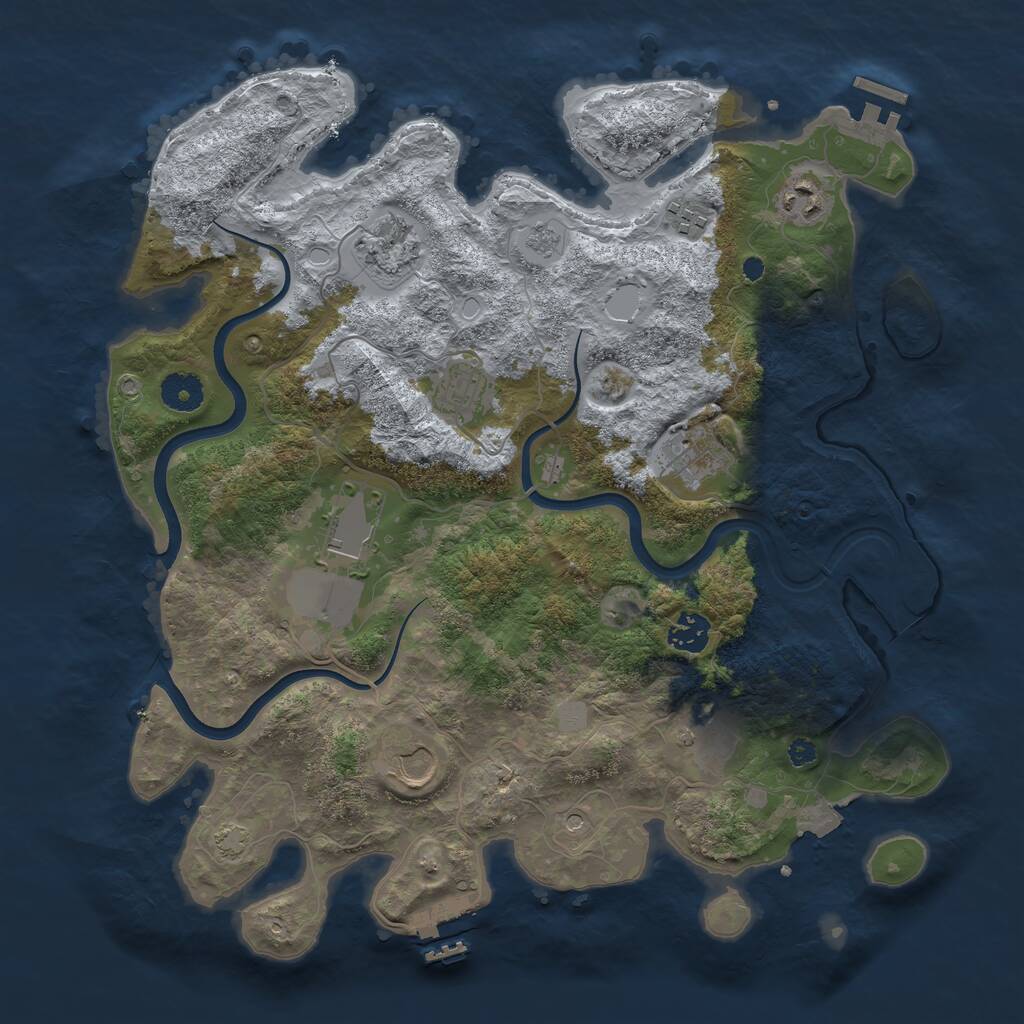 Rust Map: Procedural Map, Size: 3750, Seed: 1004193525, 15 Monuments