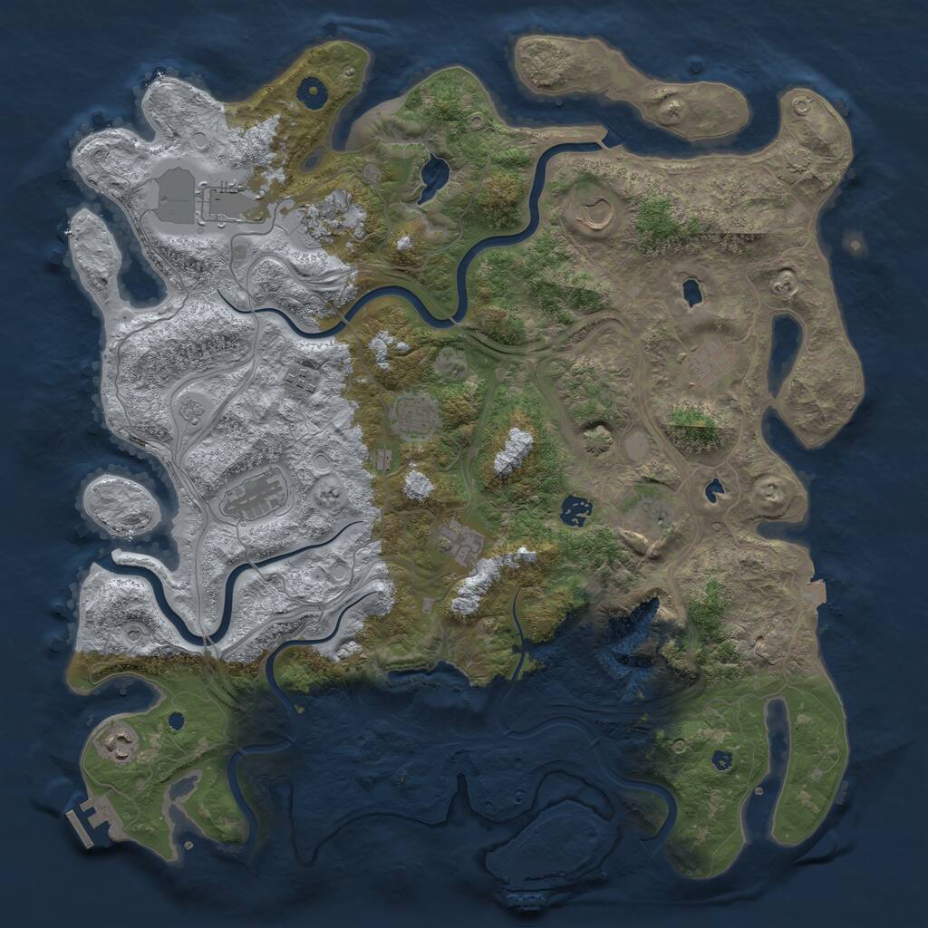 Rust Map: Procedural Map, Size: 4500, Seed: 6412, 17 Monuments