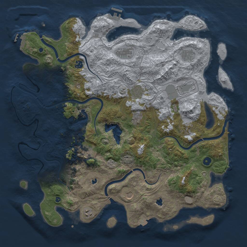Rust Map: Procedural Map, Size: 4500, Seed: 735424007, 17 Monuments