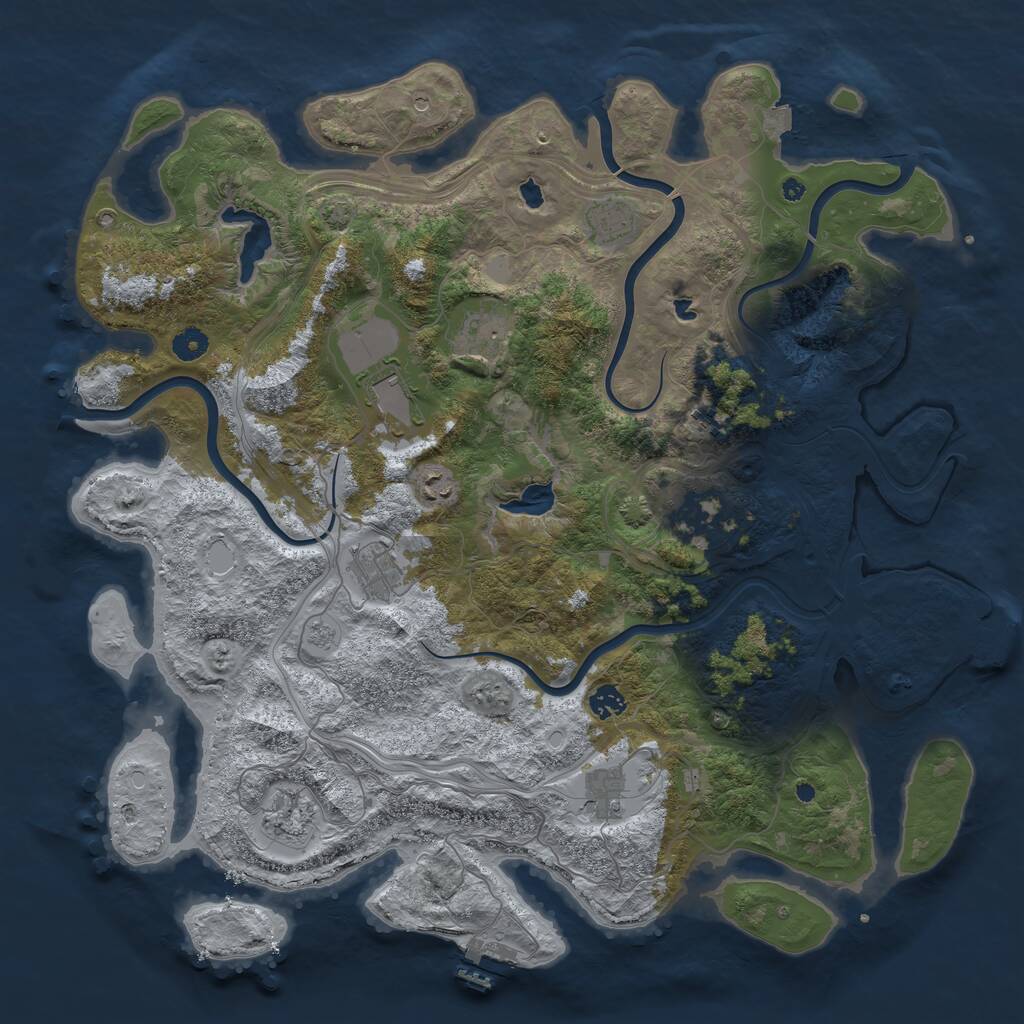 Rust Map: Procedural Map, Size: 4500, Seed: 637000580, 16 Monuments