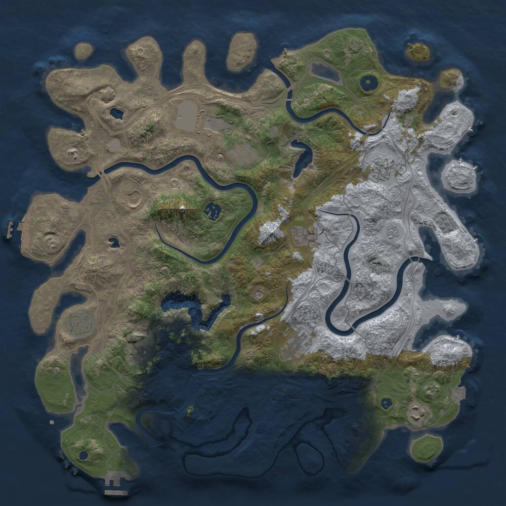 Rust Map: Procedural Map, Size: 4500, Seed: 51507729, 17 Monuments