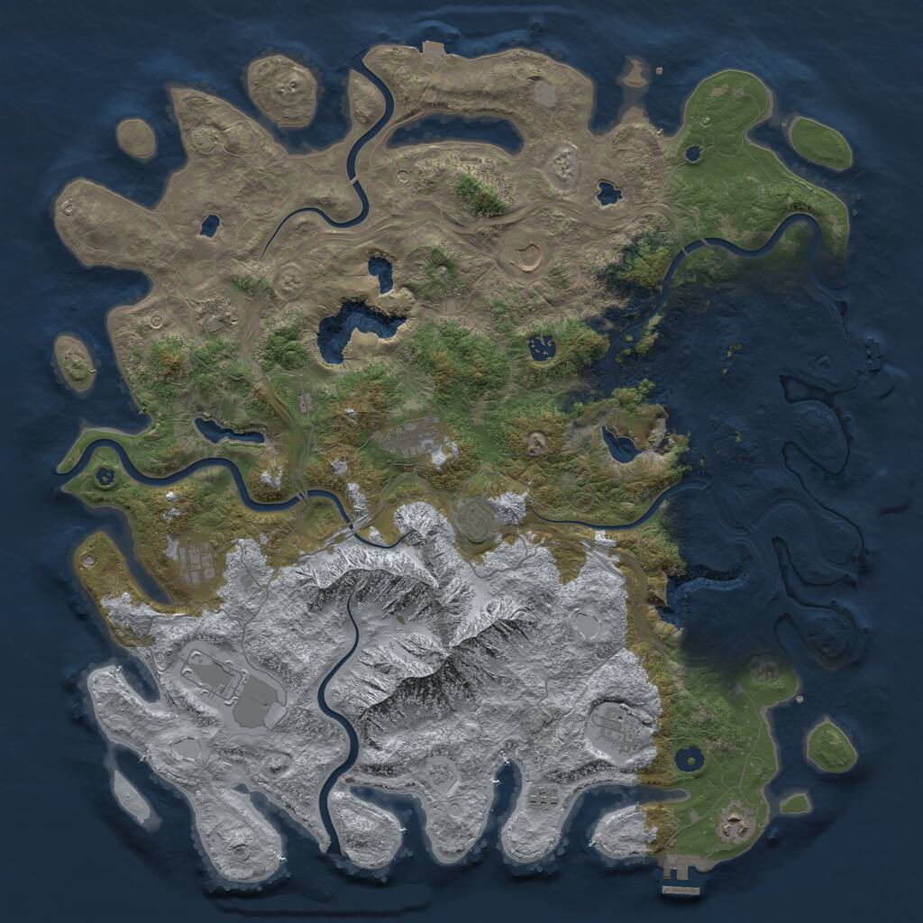 Rust Map: Procedural Map, Size: 5000, Seed: 52385, 16 Monuments