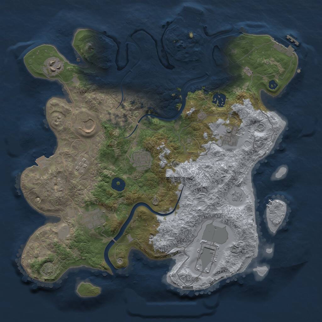 Rust Map: Procedural Map, Size: 3500, Seed: 184726, 14 Monuments