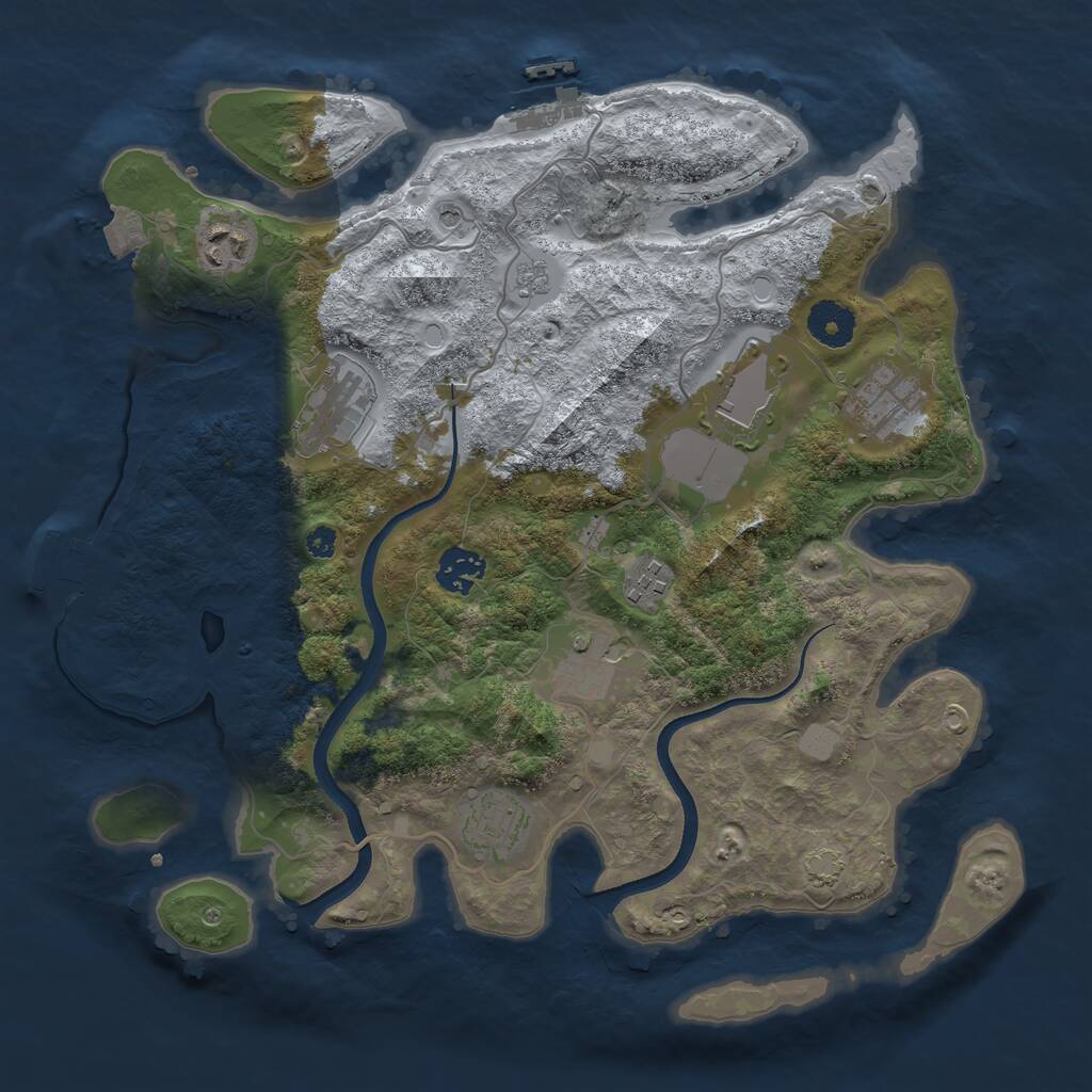 Rust Map: Procedural Map, Size: 3500, Seed: 18964, 14 Monuments