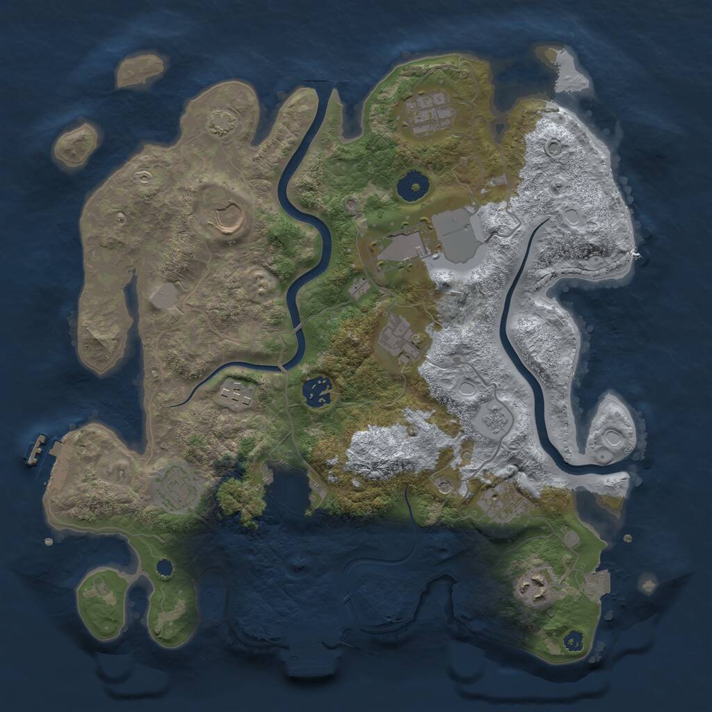 Rust Map: Procedural Map, Size: 3500, Seed: 1517729528, 16 Monuments