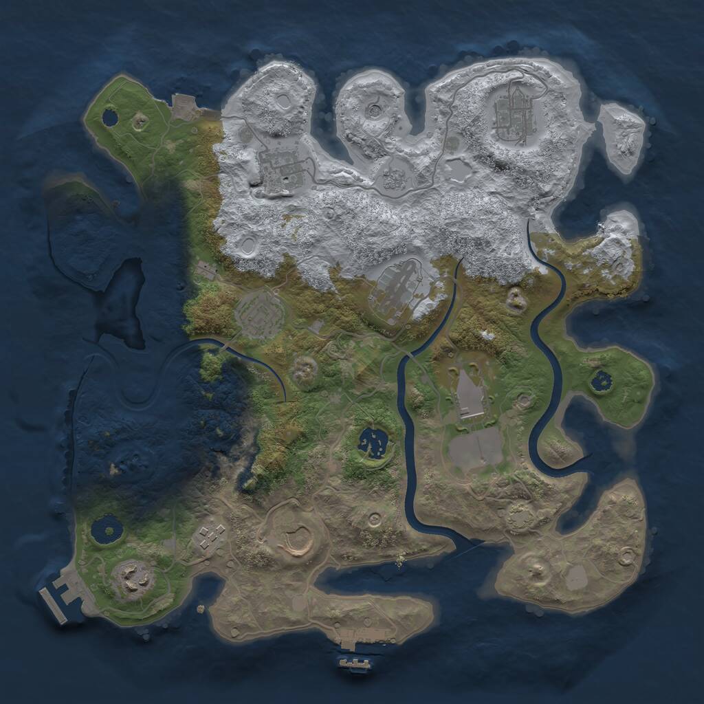 Rust Map: Procedural Map, Size: 3500, Seed: 1250572253, 15 Monuments