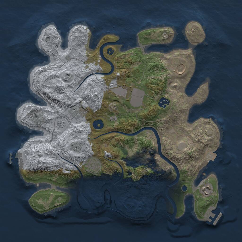 Rust Map: Procedural Map, Size: 3500, Seed: 851261, 13 Monuments