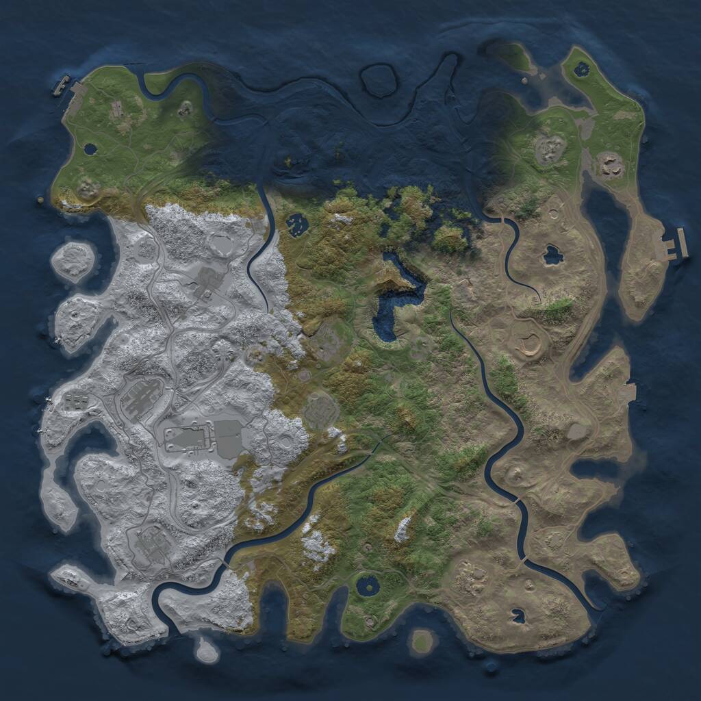 Rust Map: Procedural Map, Size: 4750, Seed: 613996, 17 Monuments