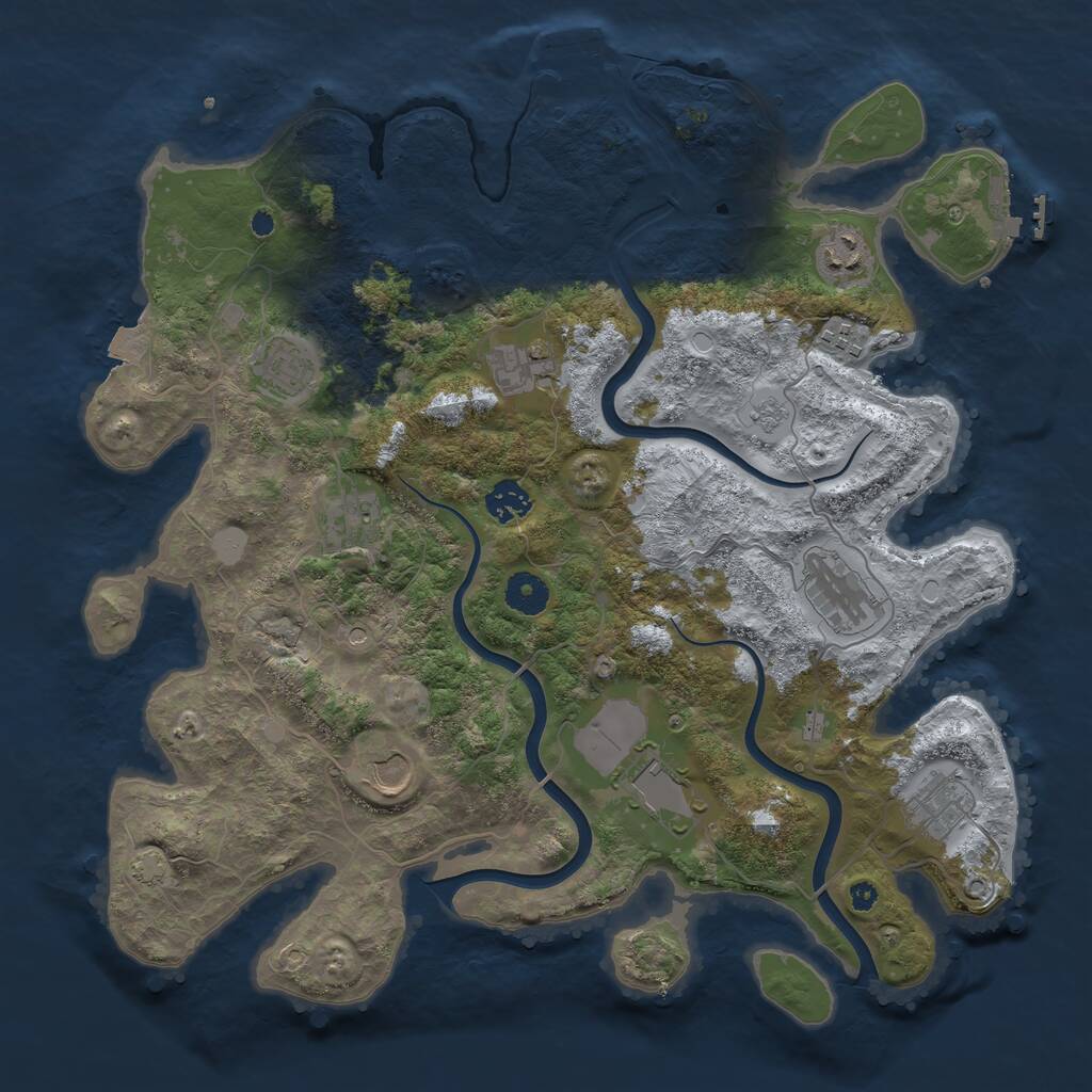 Rust Map: Procedural Map, Size: 3850, Seed: 337041, 16 Monuments