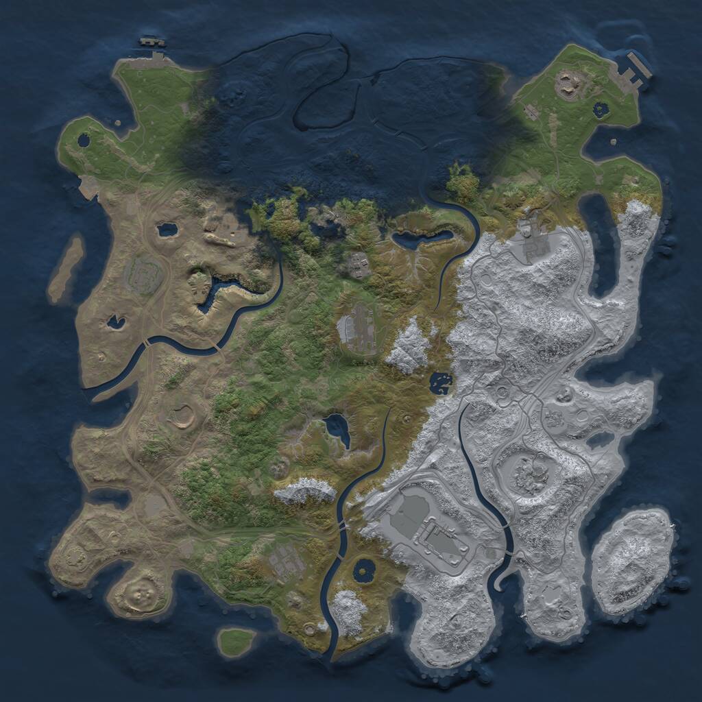 Rust Map: Procedural Map, Size: 4500, Seed: 673950, 17 Monuments