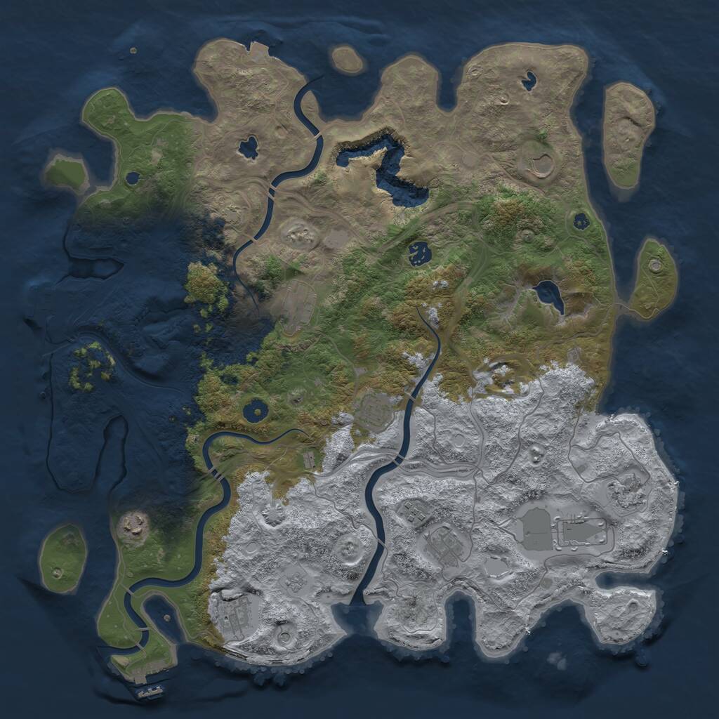 Rust Map: Procedural Map, Size: 4500, Seed: 174071, 16 Monuments