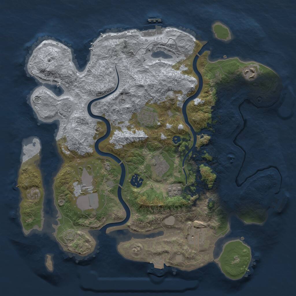 Rust Map: Procedural Map, Size: 3500, Seed: 433600, 13 Monuments