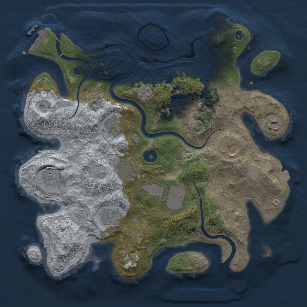 Rust Map: Procedural Map, Size: 3500, Seed: 1080013340, 14 Monuments