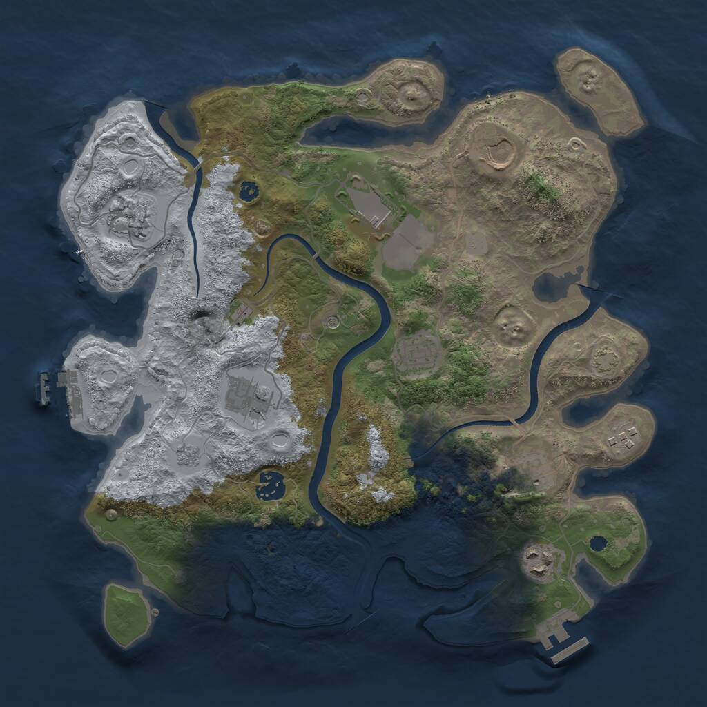 Rust Map: Procedural Map, Size: 3500, Seed: 1255818479, 15 Monuments