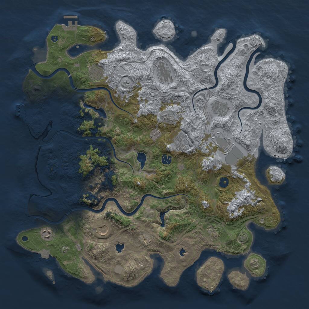Rust Map: Procedural Map, Size: 4500, Seed: 520644658, 16 Monuments