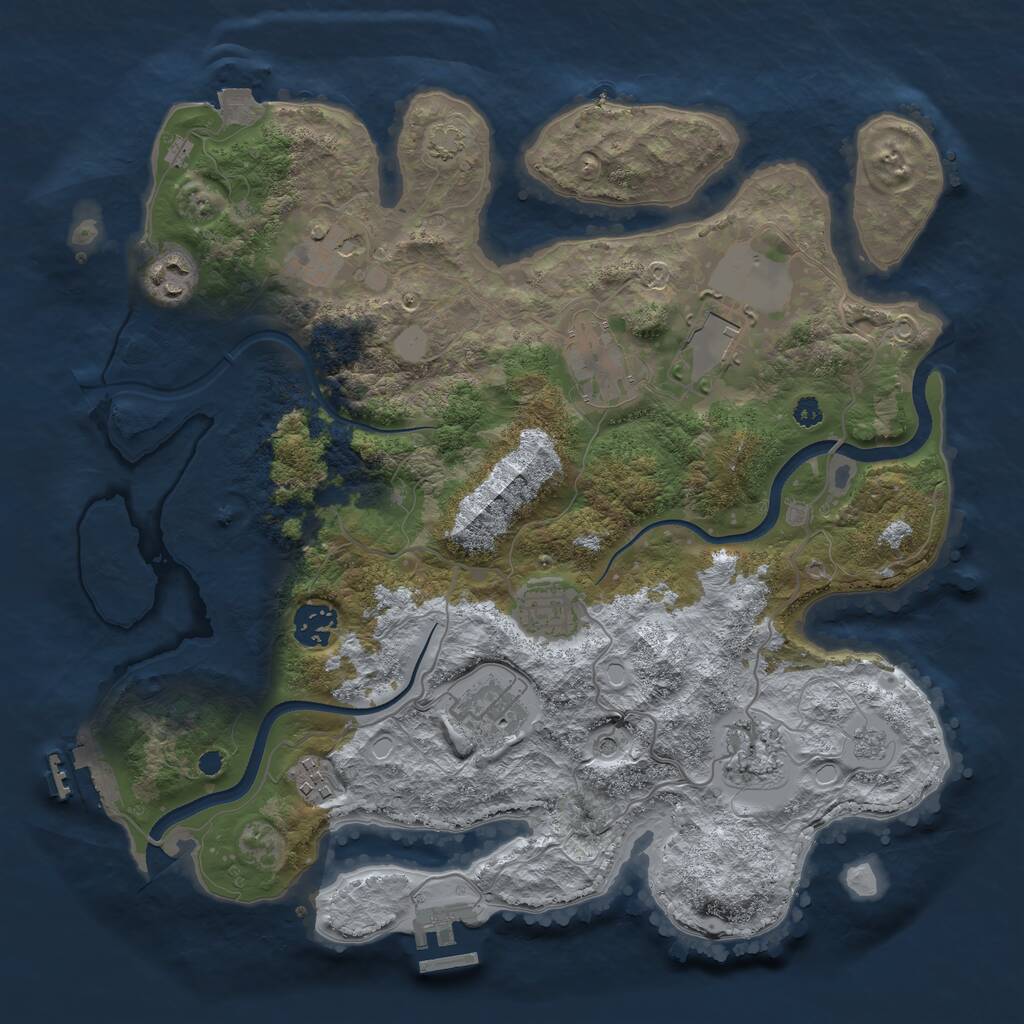 Rust Map: Procedural Map, Size: 3500, Seed: 388201774, 15 Monuments
