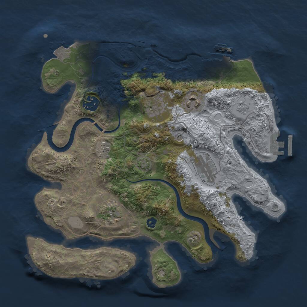 Rust Map: Procedural Map, Size: 3000, Seed: 760805, 12 Monuments
