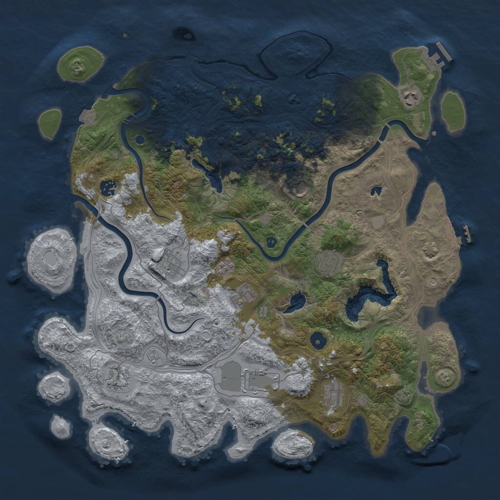 Rust Map: Procedural Map, Size: 4500, Seed: 964440, 16 Monuments