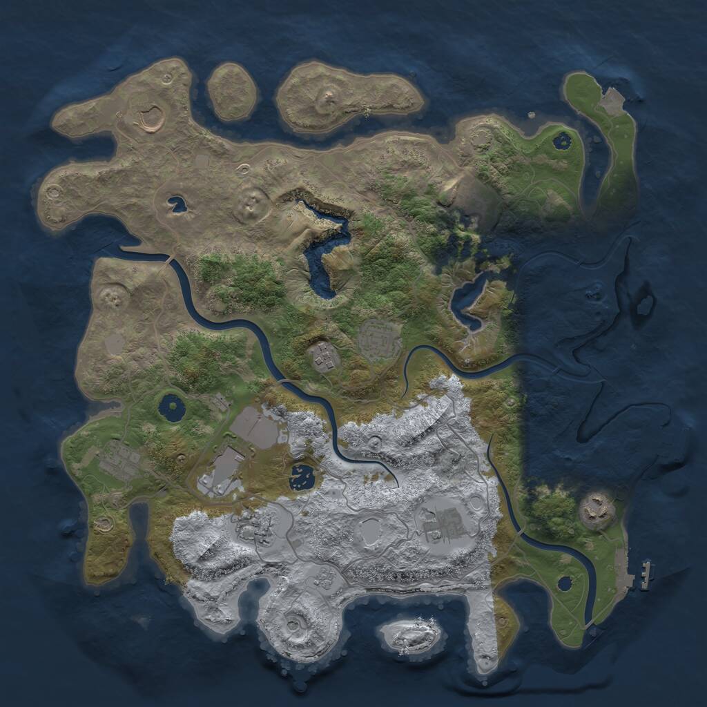 Rust Map: Procedural Map, Size: 4000, Seed: 889929, 16 Monuments