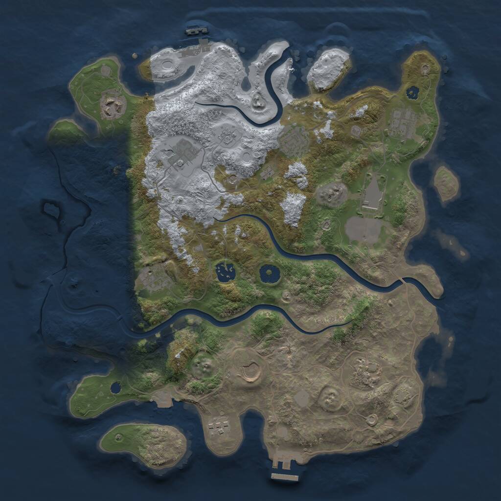 Rust Map: Procedural Map, Size: 3750, Seed: 452328, 16 Monuments
