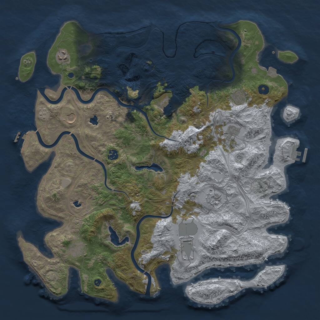 Rust Map: Procedural Map, Size: 4500, Seed: 1678626444, 16 Monuments