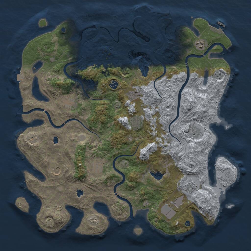Rust Map: Procedural Map, Size: 4500, Seed: 663228, 17 Monuments