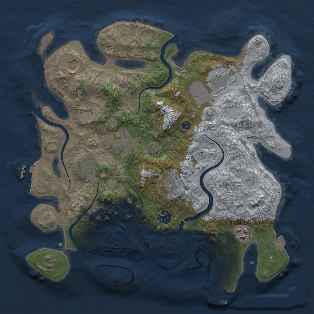 Rust Map: Procedural Map, Size: 3500, Seed: 1182956060, 14 Monuments