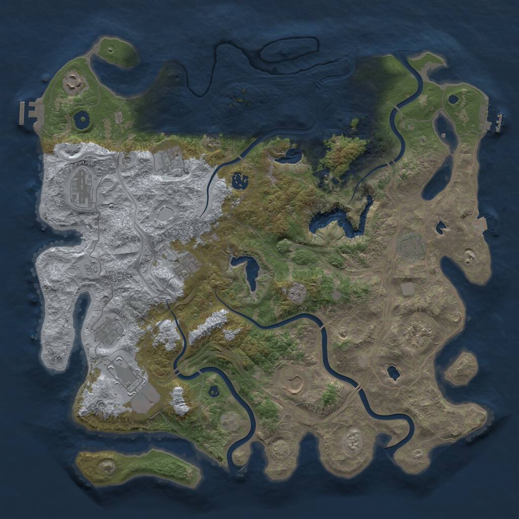Rust Map: Procedural Map, Size: 4500, Seed: 1435872896, 17 Monuments