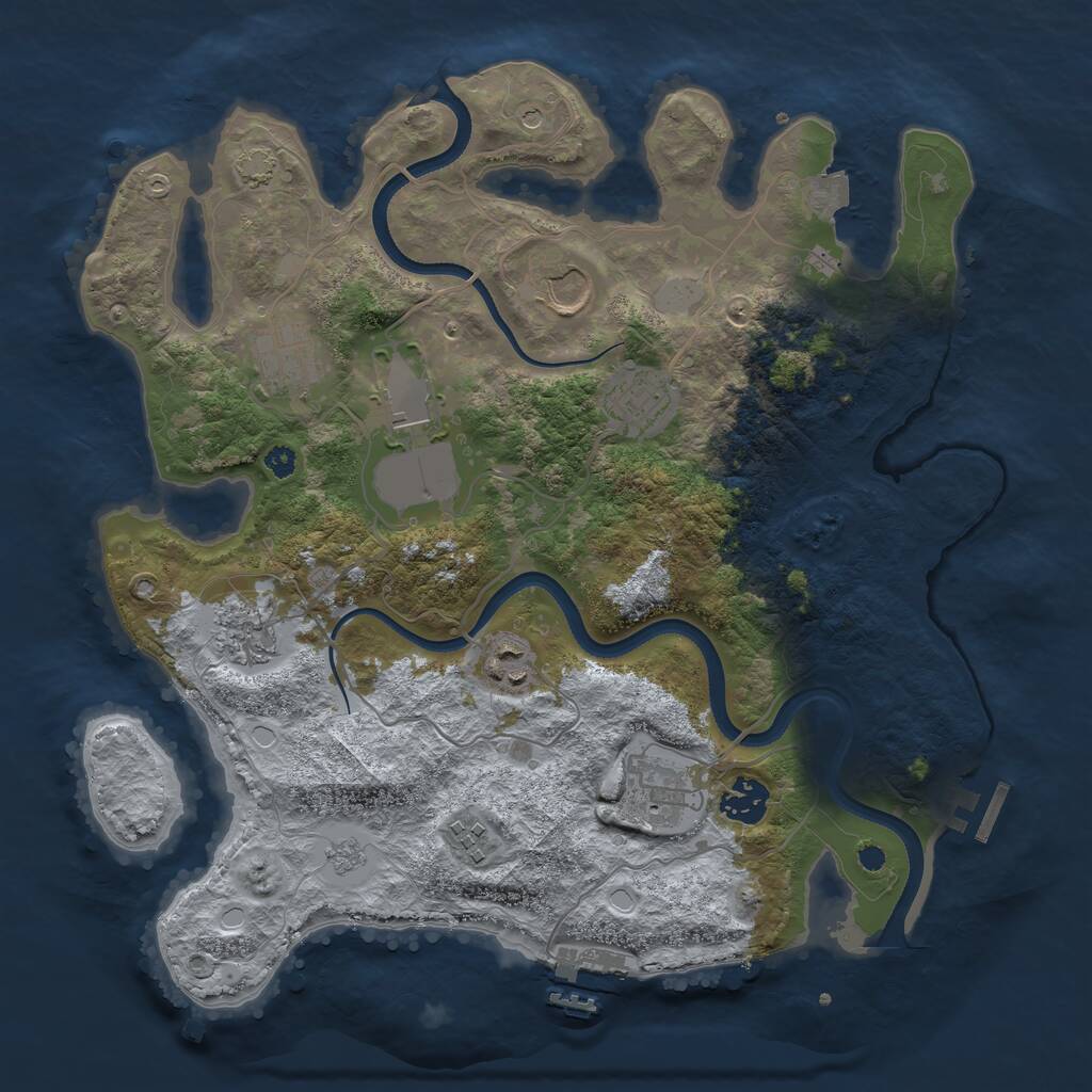 Rust Map: Procedural Map, Size: 3500, Seed: 162929, 15 Monuments