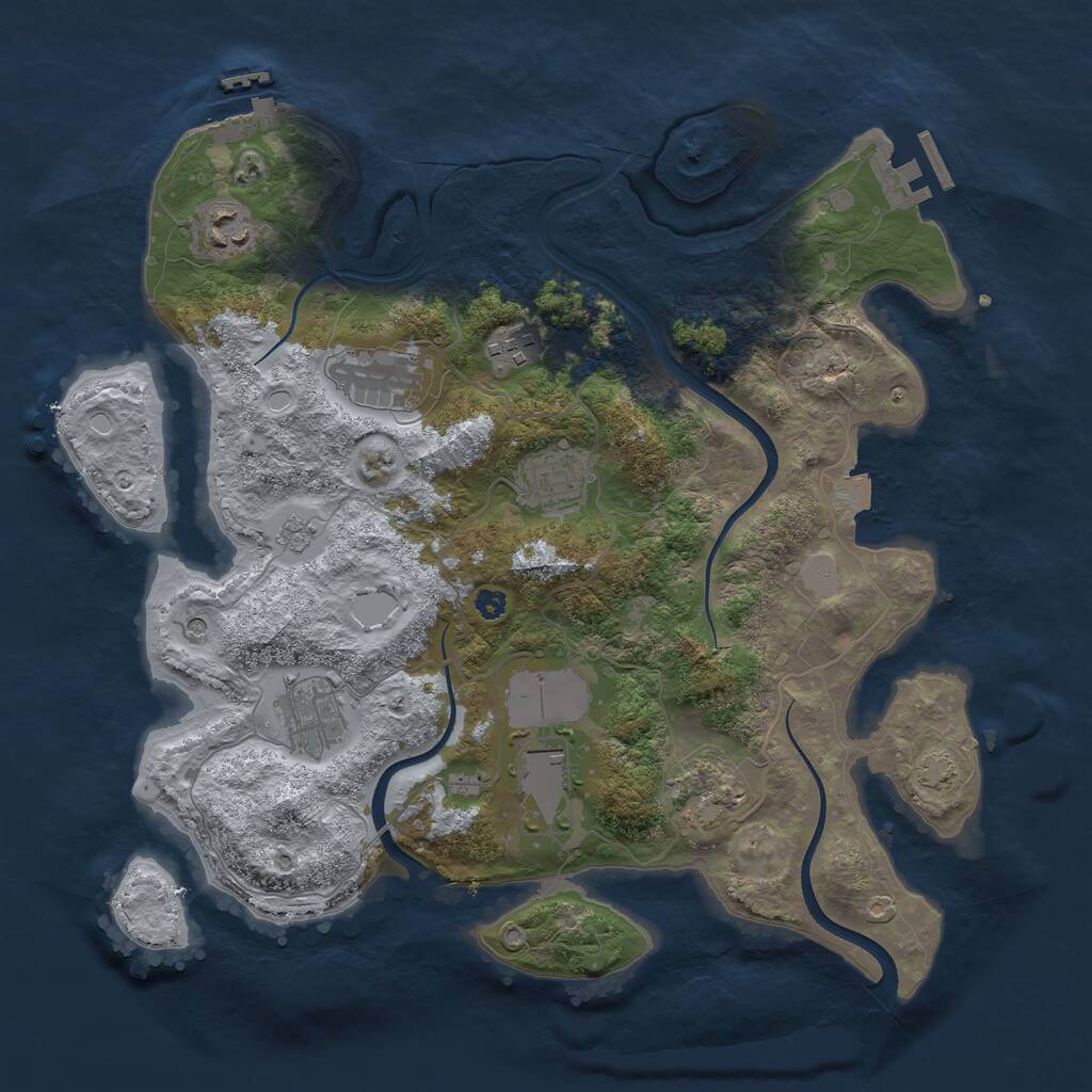 Rust Map: Procedural Map, Size: 3500, Seed: 466942, 13 Monuments