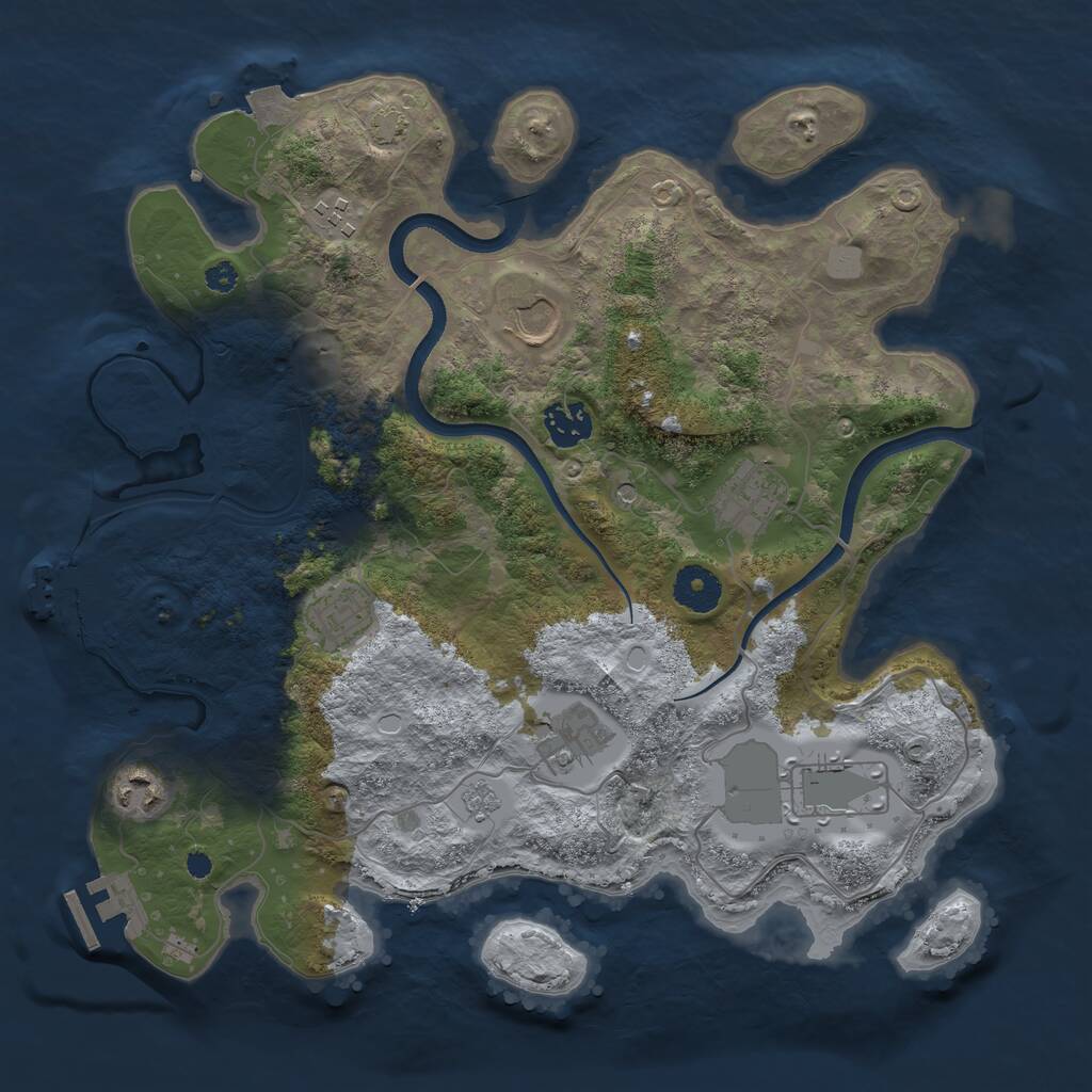 Rust Map: Procedural Map, Size: 3500, Seed: 1594601407, 14 Monuments