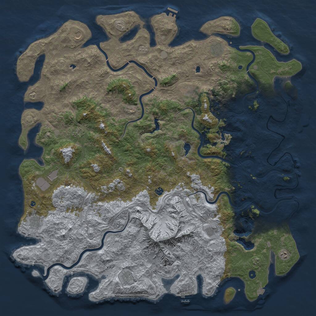 Rust Map: Procedural Map, Size: 6000, Seed: 627898904, 17 Monuments