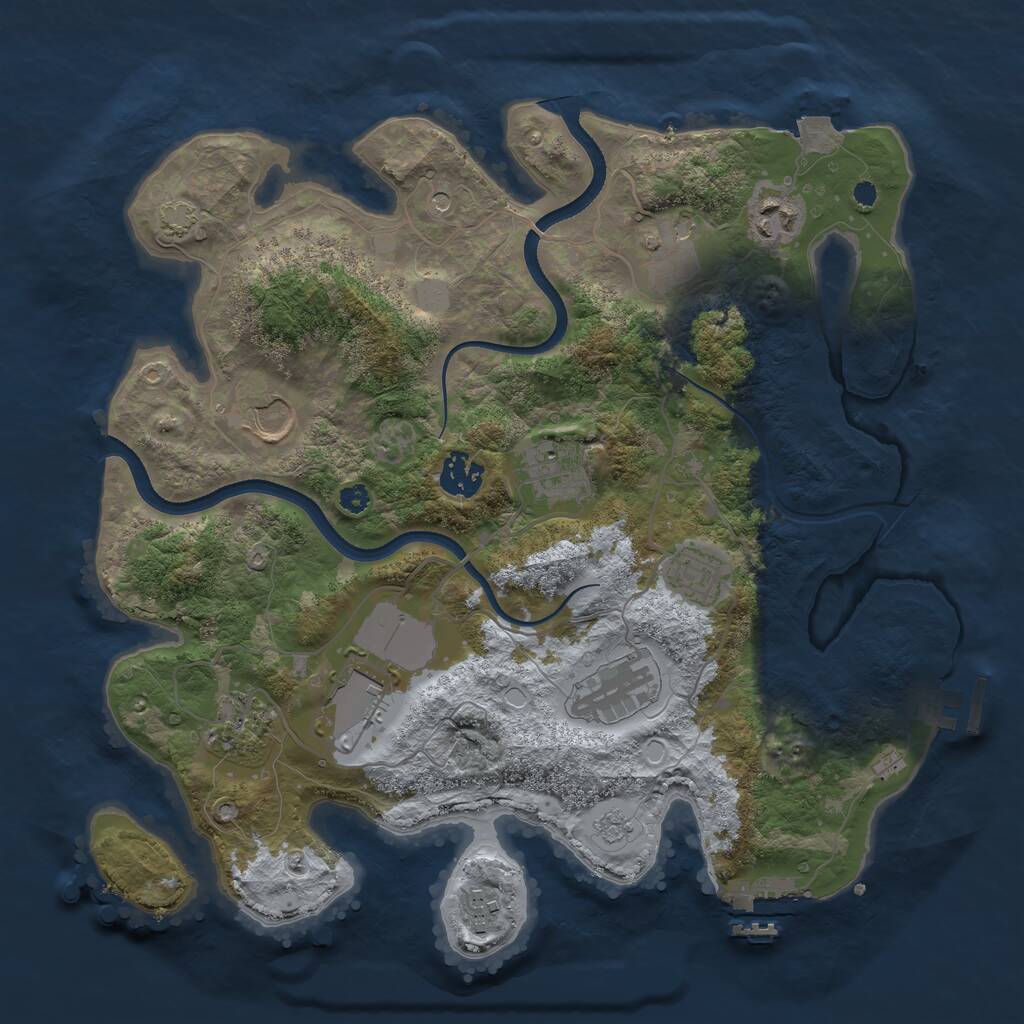 Rust Map: Procedural Map, Size: 3500, Seed: 1046800536, 16 Monuments