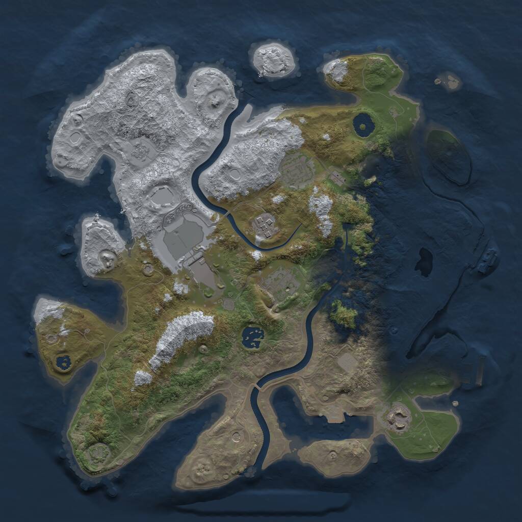 Rust Map: Procedural Map, Size: 3500, Seed: 534339, 12 Monuments