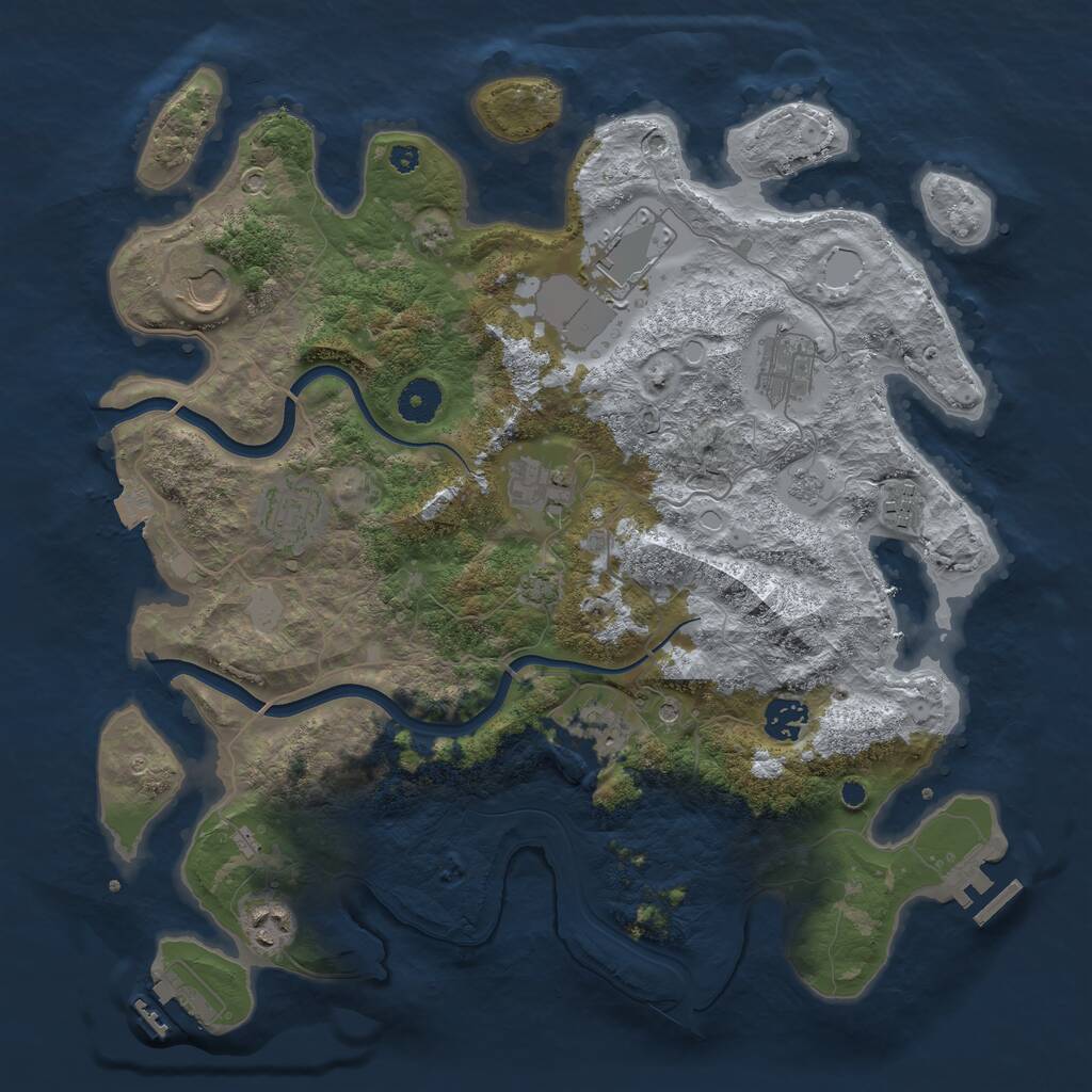 Rust Map: Procedural Map, Size: 3750, Seed: 710989, 15 Monuments