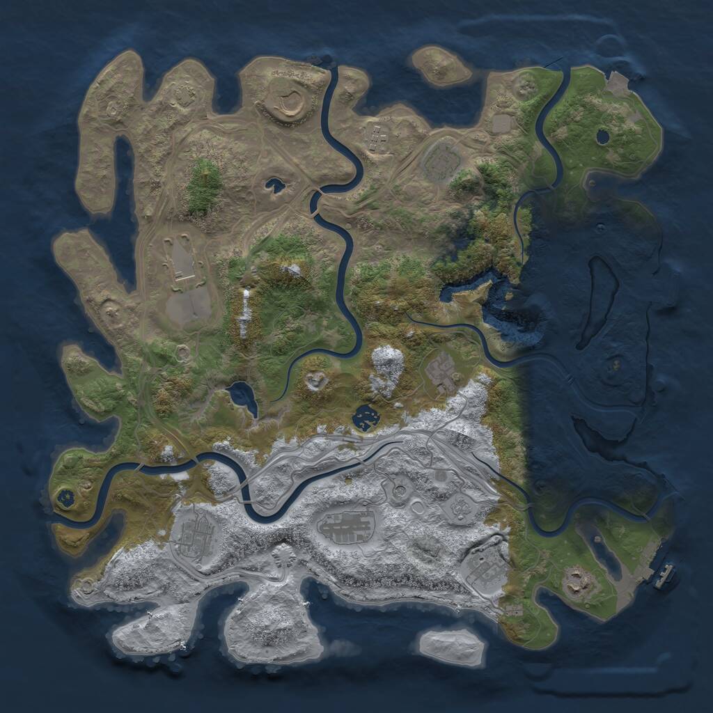 Rust Map: Procedural Map, Size: 4250, Seed: 916914, 16 Monuments