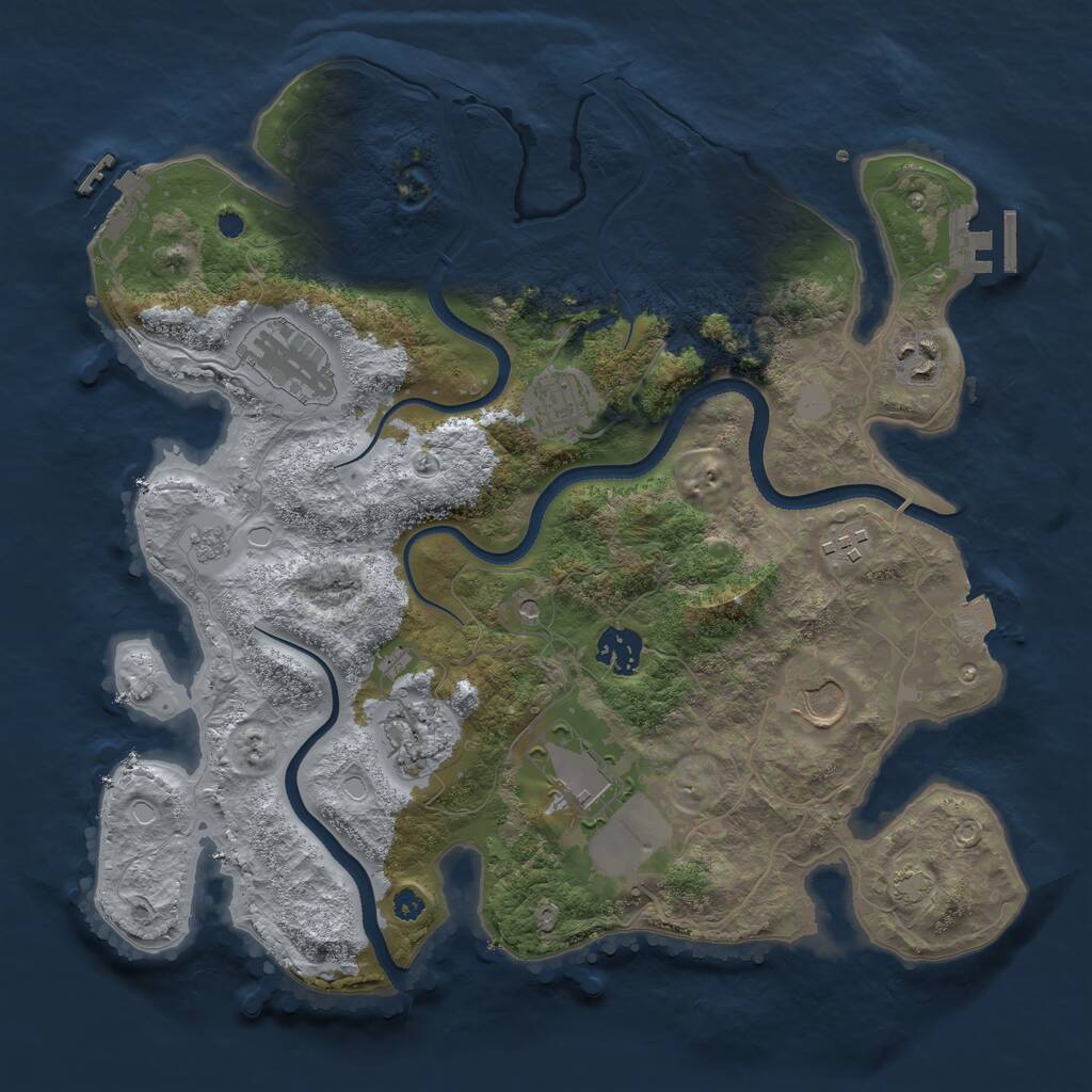 Rust Map: Procedural Map, Size: 3500, Seed: 751160, 14 Monuments