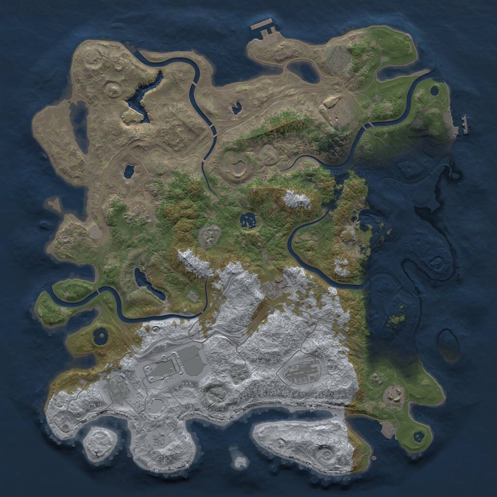 Rust Map: Procedural Map, Size: 4500, Seed: 825033, 17 Monuments