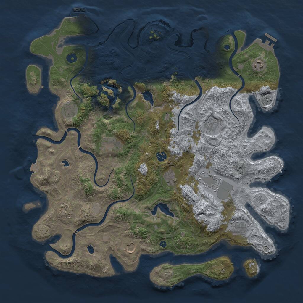 Rust Map: Procedural Map, Size: 4500, Seed: 606624, 17 Monuments