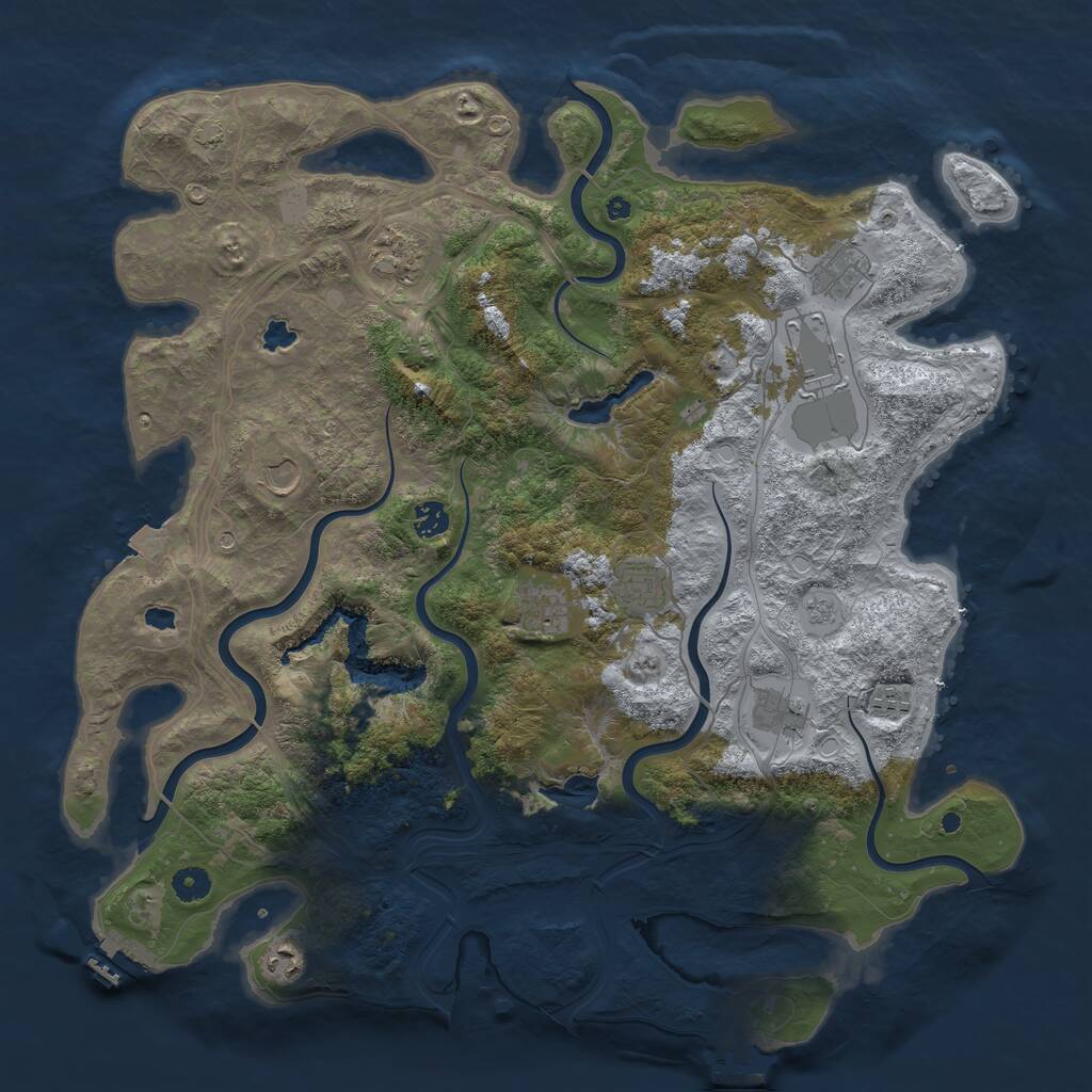 Rust Map: Procedural Map, Size: 4500, Seed: 639598, 16 Monuments