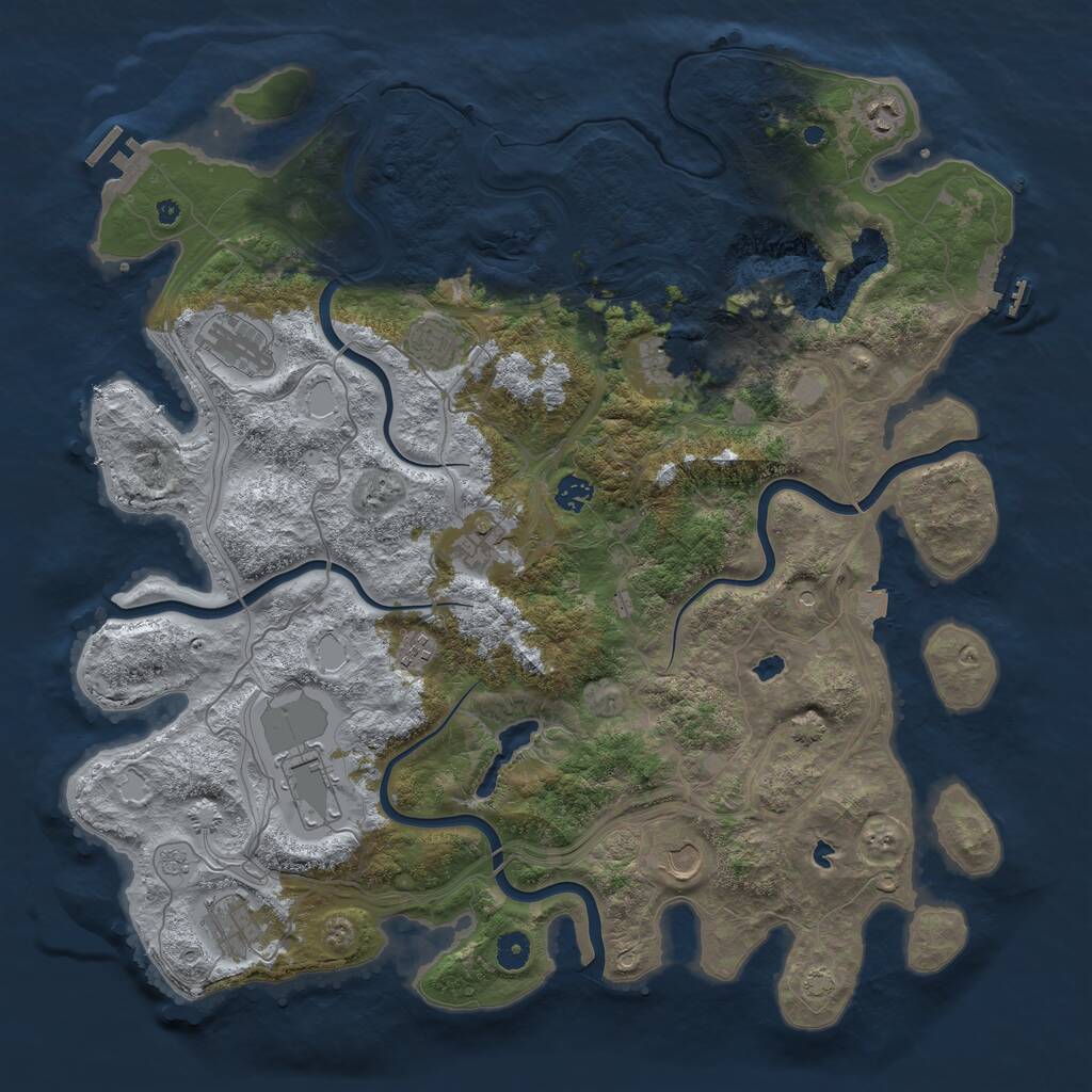 Rust Map: Procedural Map, Size: 4500, Seed: 398872, 16 Monuments