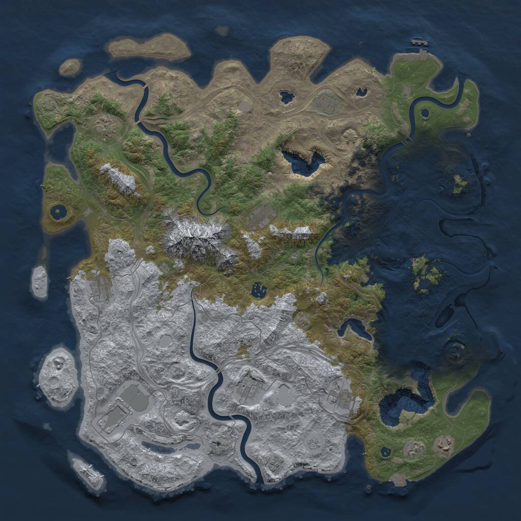 Rust Map: Procedural Map, Size: 5000, Seed: 455035, 16 Monuments