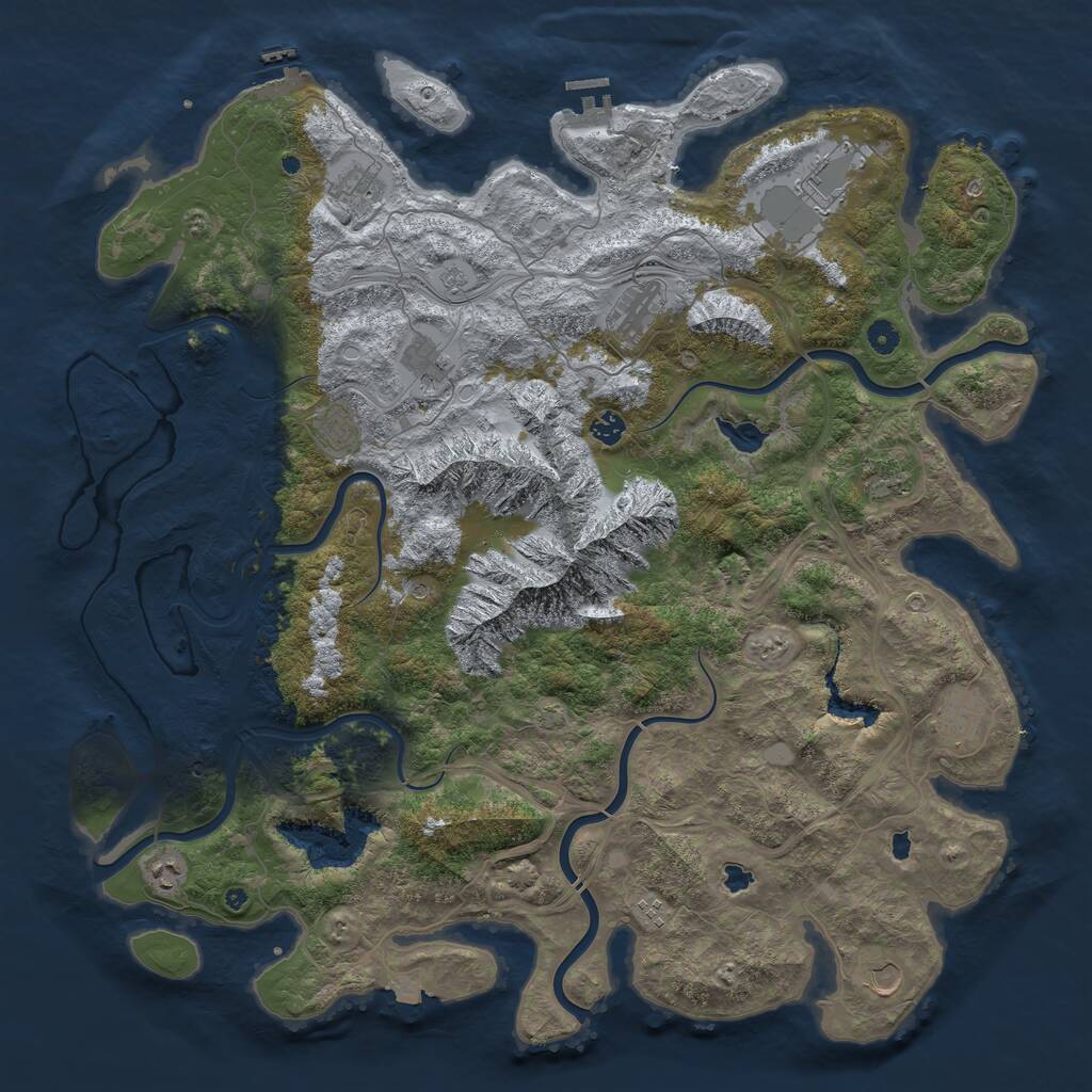 Rust Map: Procedural Map, Size: 5000, Seed: 917157, 17 Monuments